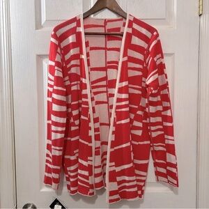 Mia Reis Reversible Knit Cardigan Waterfall Collar Orange Cream Size Medium